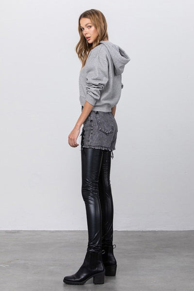 Vegan Leather Denim Combo Pants