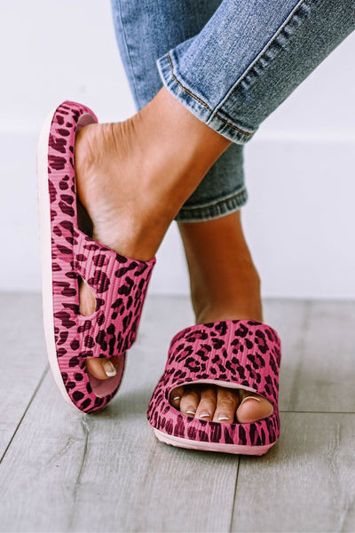 Leopard Print Thick Sole Slip On Slippers