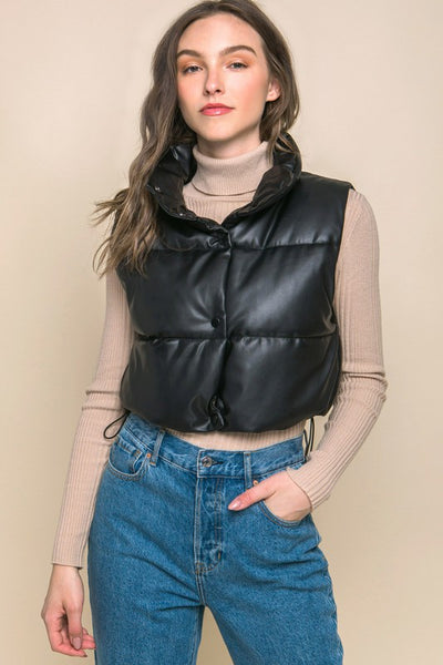 Vegan Leather puffer Vest