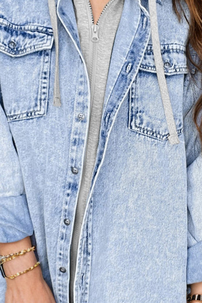 Distressed Button Denim Jacket