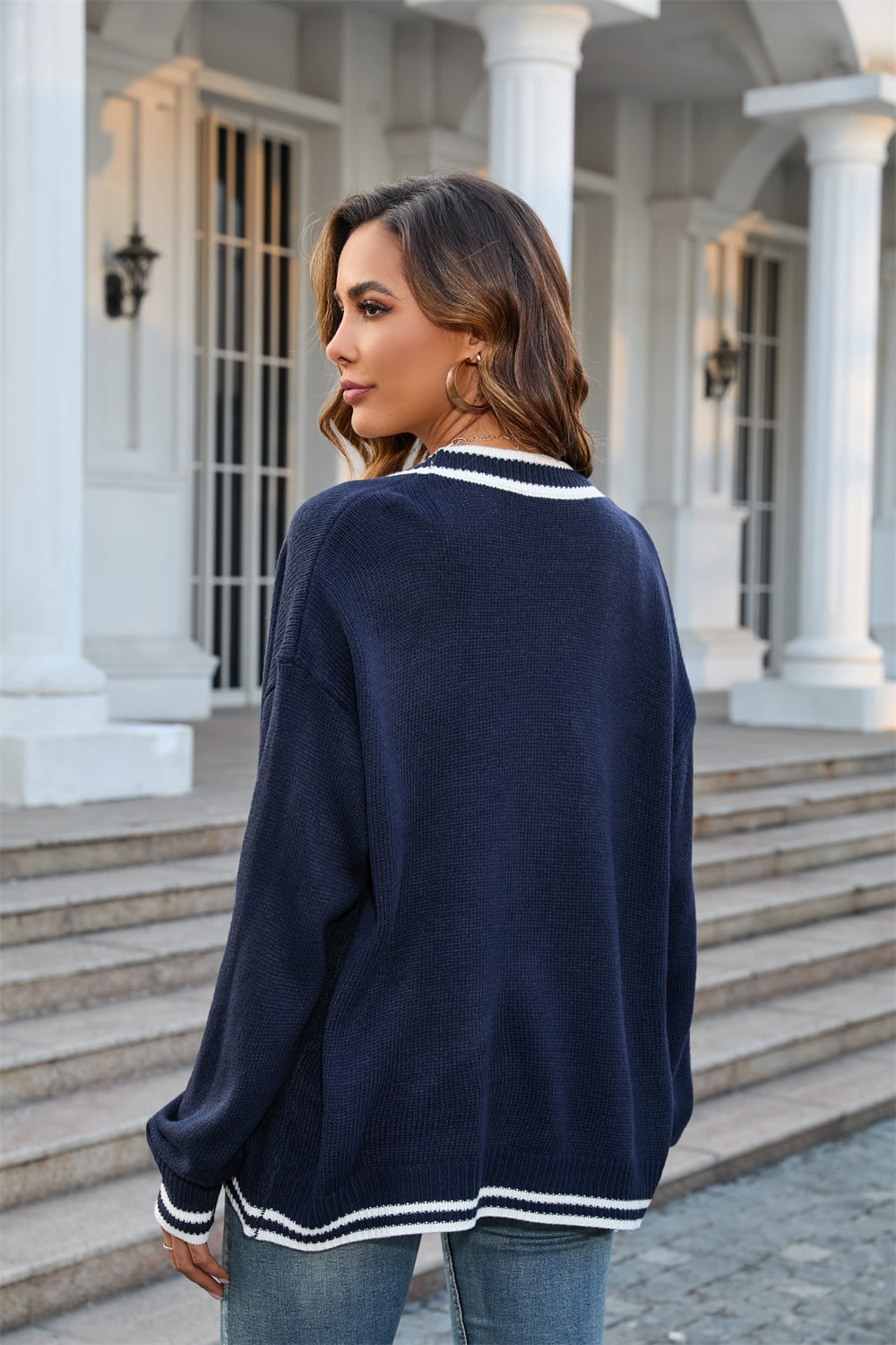 V-Neck Long Sleeve Cardigan