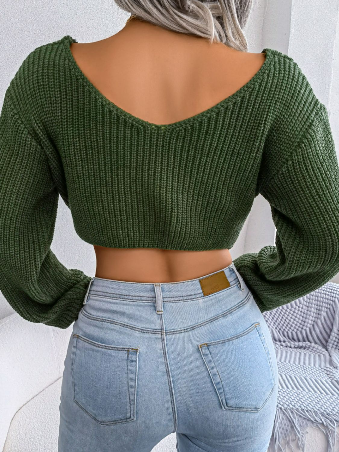 Twisted Front Cropped Sweater