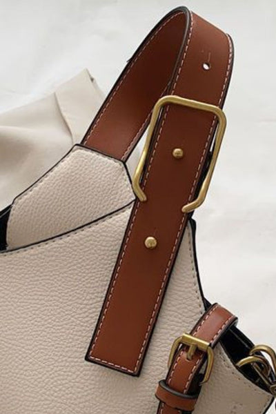 Contrast Pattern Vegan Leather Bag