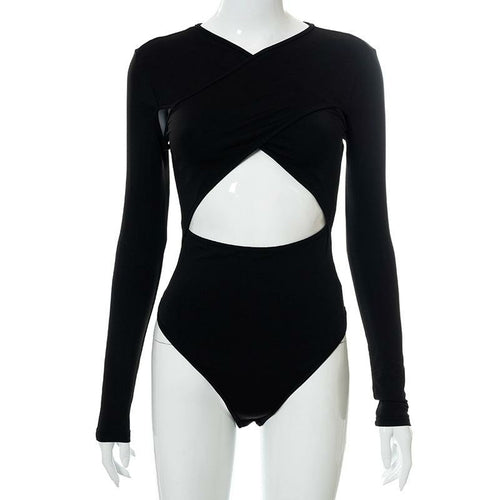 Cross Cut Out Long Sleeve Bodysuit