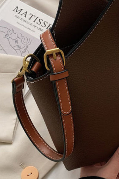 Contrast Pattern Vegan Leather Bag